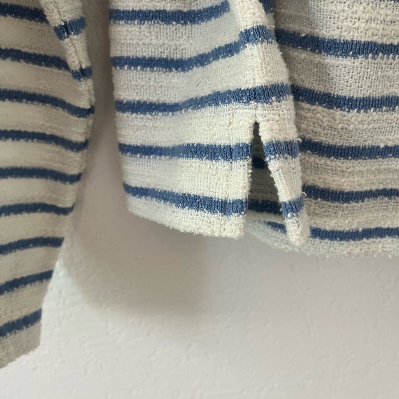 Aerie Women Small Terrycloth Sweatshirt Pullover Blue Striped Beach Summer Lace - Picture 4 of 7